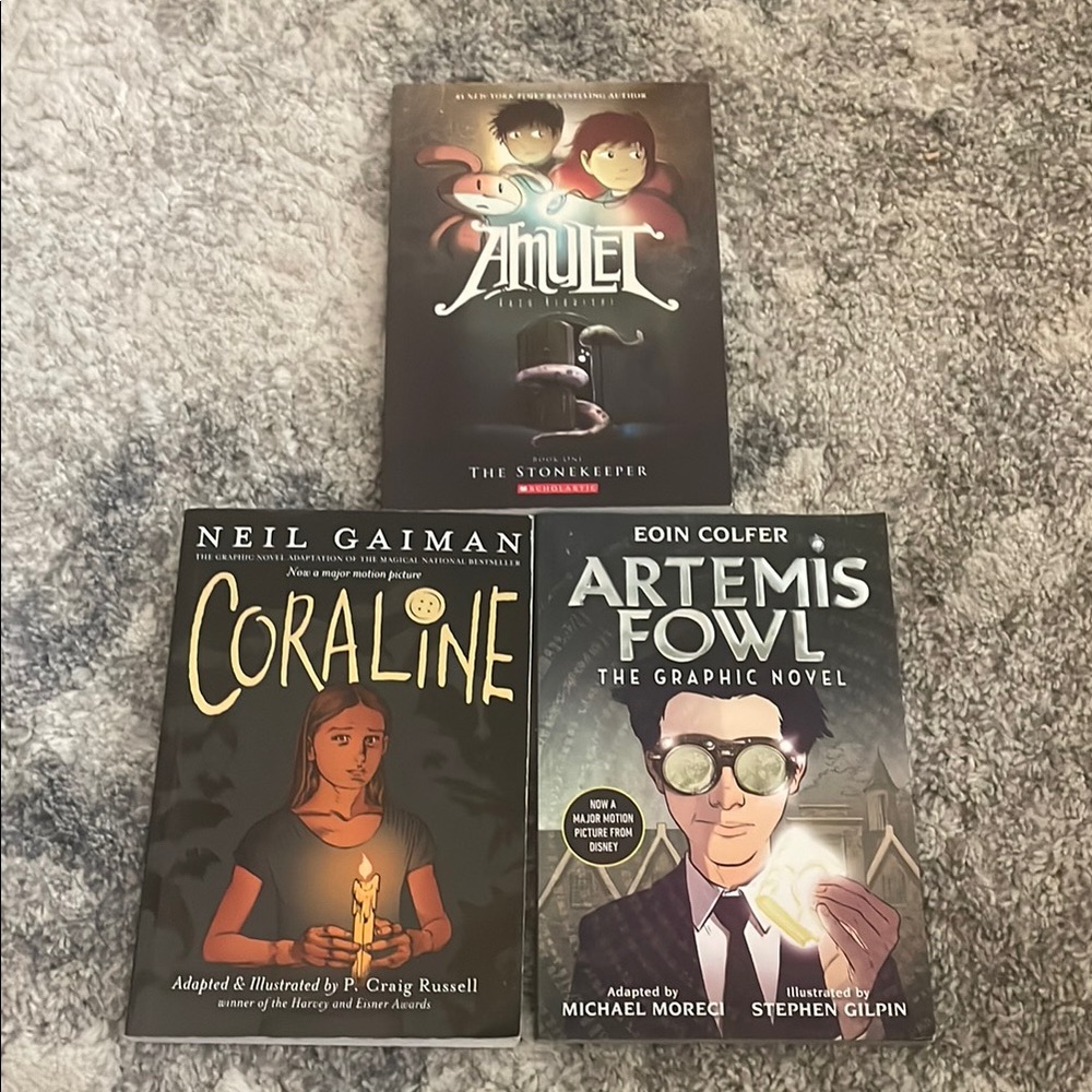 Graphic Novel Set: Amulet, Coraline, Artemis Fowl